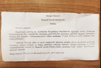 Binəqədi Qəsəbə Bələdiyyəsindən sənədləşmə ilə bağlı sakinlərə - BİLDİRİŞ –FOTO | FED.az